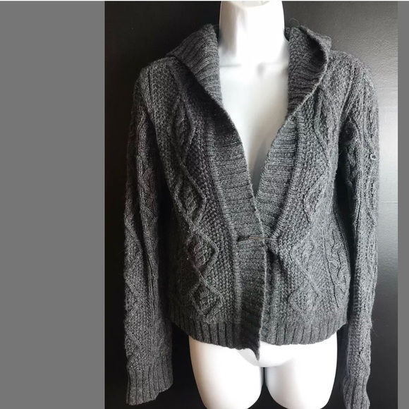 CAbi #610 Chunky Cable Knit Sweater Alpaca Gray - Picture 2 of 12